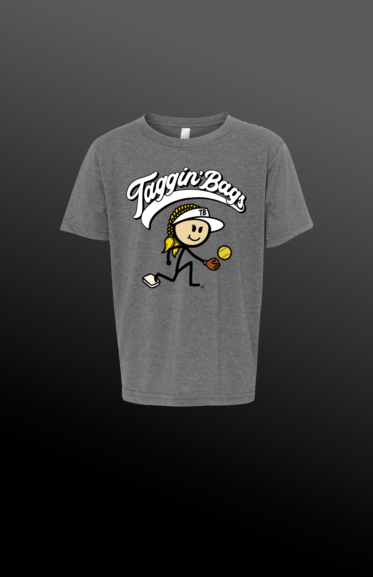 The Happy Softballer (Grey T)(White/Black)